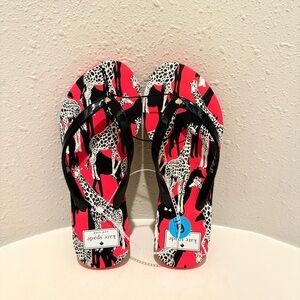 Kate Spade Feldon Giraffe Print Red Multi Women’s Slides Size 6 NWT